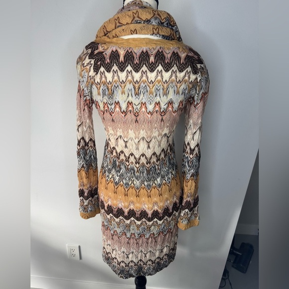 Vintage Missoni Knit Chevron Dress with Scarf and Lining - size IT 42 / US 6 - Picture 4 of 17